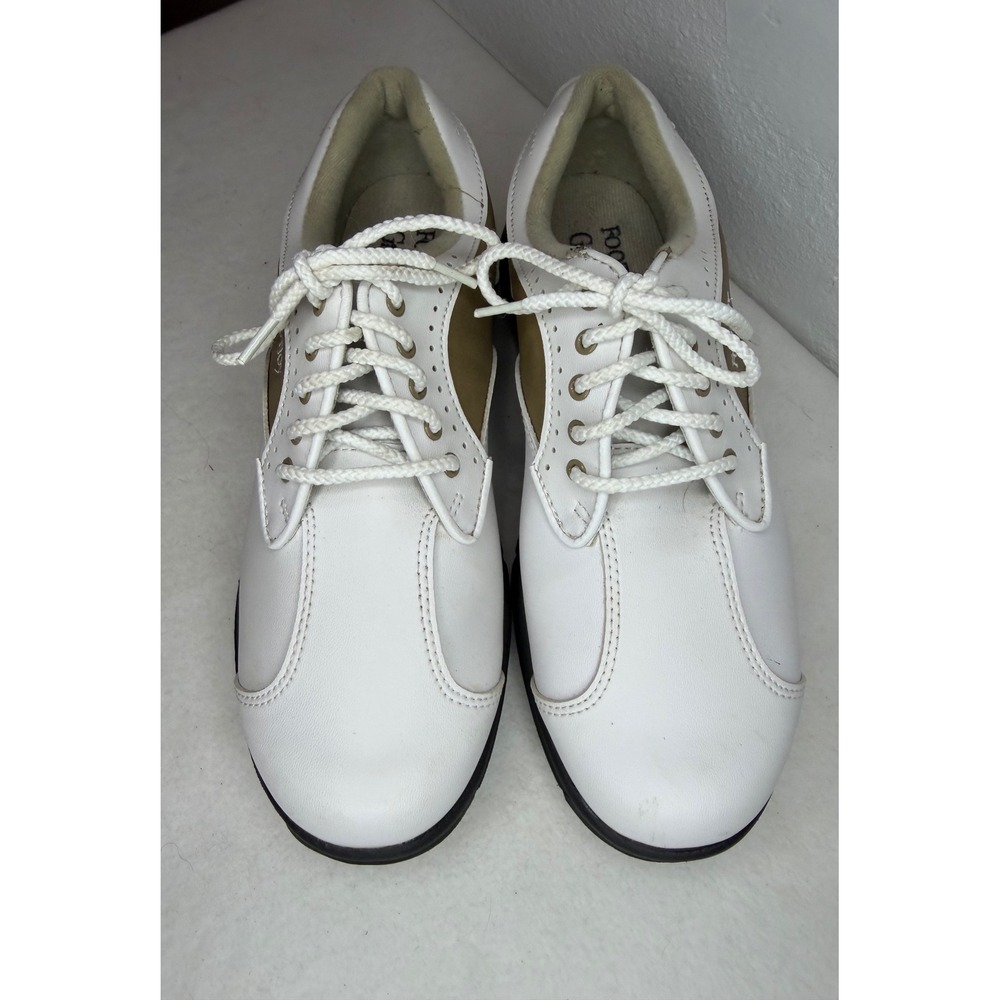 FootJoy GreenJoys Golf Shoes Women's 6.5 White Tan Spiked 48377 Sneaker
